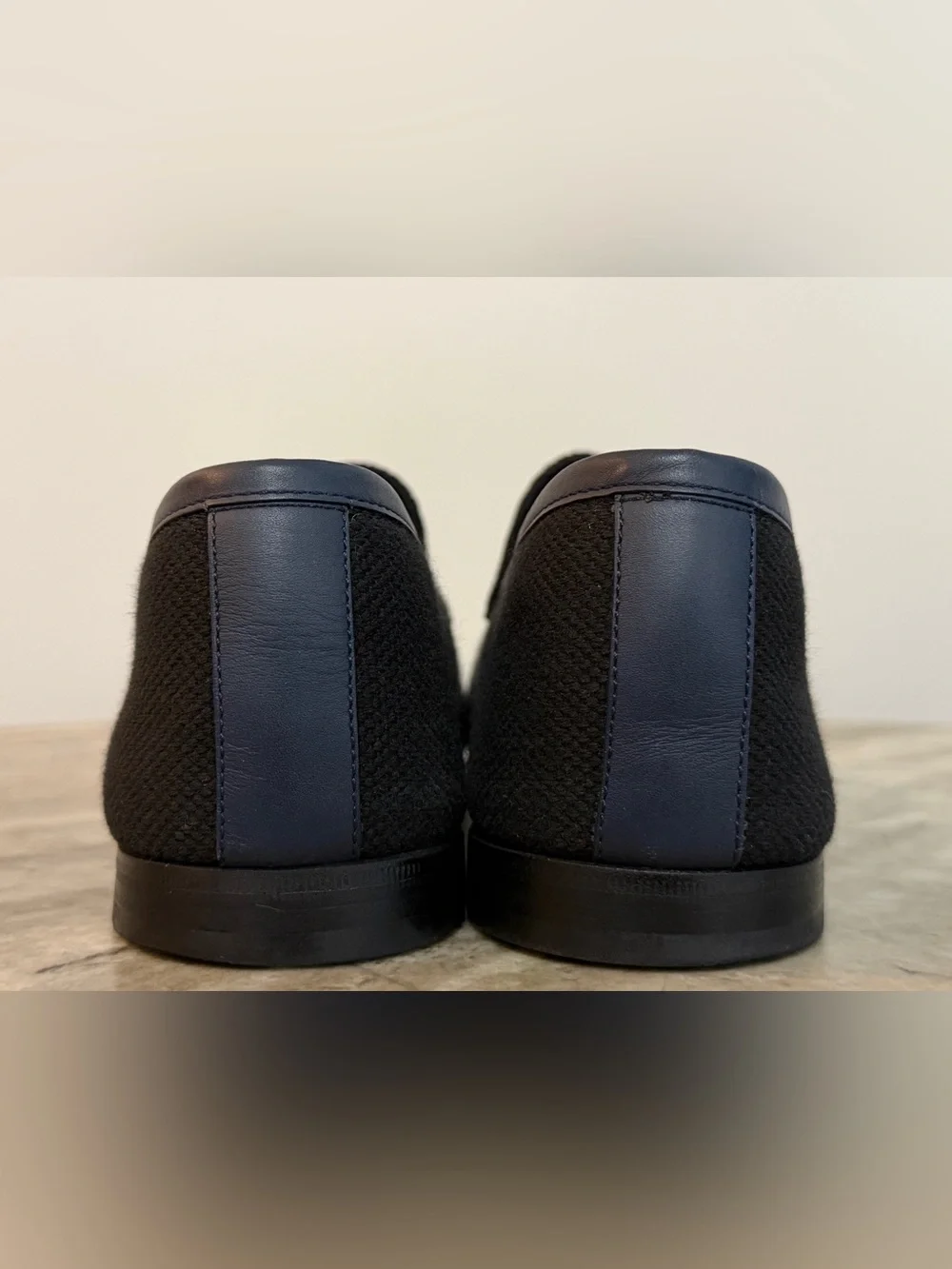 GUCCI BRIXTON Black Canvas Blue Leather Horsebit Loafer US 10.5 Gucci 10 Jordaan
